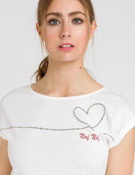 Camiseta Con Pedrería Naf Naf Para Mujer