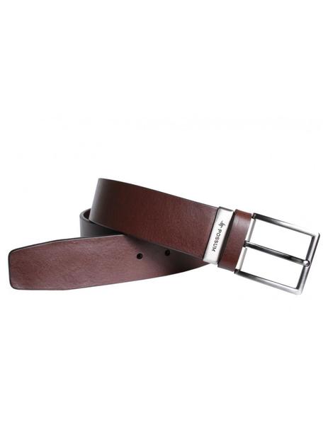 Cinturón marrón con cantos redondos de vaqueta mustan