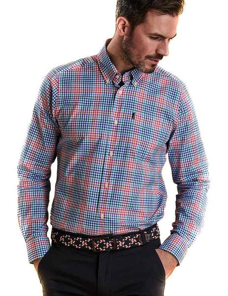 camisa cuadros rosa hombre