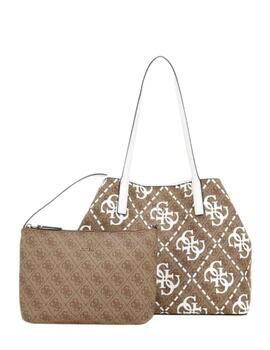 Guess Bolsos Vikky Tote  Latte Logo/White