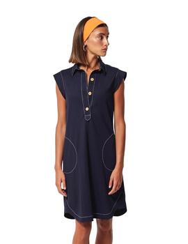 Oky Vestido Camisero-Punto Granito  Marino-Pes-Bla