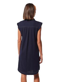 Oky Vestido Camisero-Punto Granito  Marino-Pes-Bla