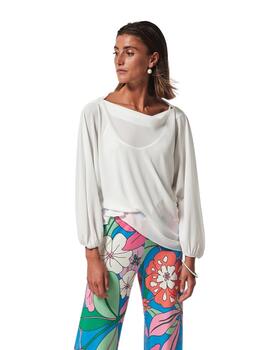 Oky Blusa Escote Barco-Gasa  Blanco
