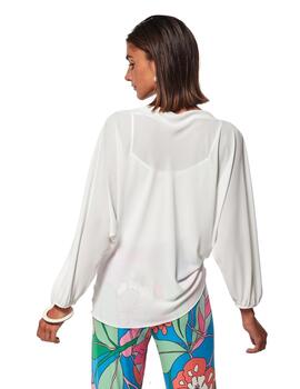 Oky Blusa Escote Barco-Gasa  Blanco