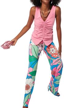 Oky Pantalón Palazzo Goma Cintura-Punto Estampado