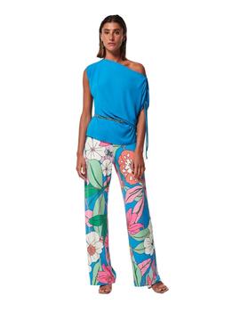 Oky Pantalón Palazzo Goma Cintura-Punto Estampado