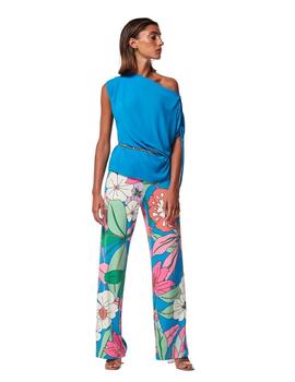 Oky Pantalón Palazzo Goma Cintura-Punto Estampado