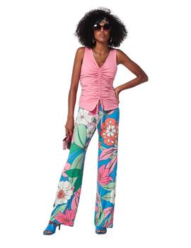 Oky Pantalón Palazzo Goma Cintura-Punto Estampado