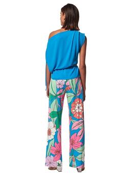 Oky Pantalón Palazzo Goma Cintura-Punto Estampado
