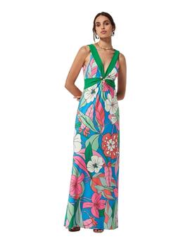 Oky Vestido Escote Cruzado-Punto Estampado  Multic