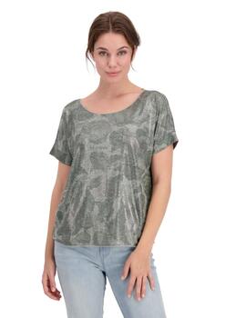 Monari T-Shirt Rose Allover Lack Light Khaki Gemus