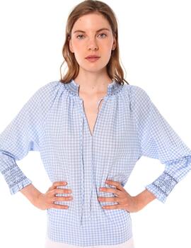 Vilagallo  Camisa Blue Vichy Linen Cot