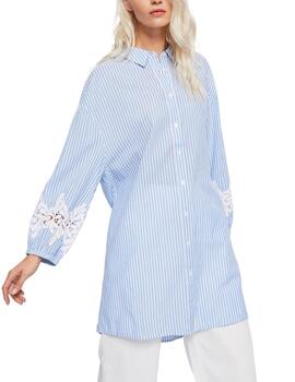 Gaudi Maxi Camicia M-Lunga Color  White-Light Blue