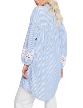 Gaudi Maxi Camicia M-Lunga Color  White-Light Blue