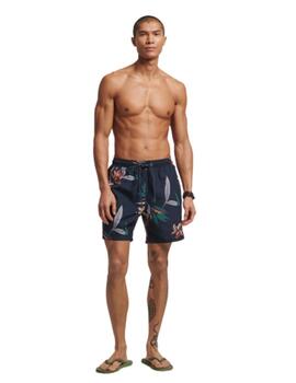 Superdry Bañador Dark Navy Hawaiian