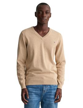 Gant  Jersey Classic Cotton V-Neck Sand Melange