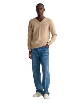 Gant  Jersey Classic Cotton V-Neck Sand Melange