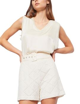 Gaudi Blusa Scollo V S-Maniche Color  White Swan