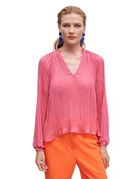 Lola Casademunt Blusa Plisada Rosa