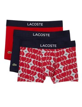 Lacoste Pack De 3 Boxers Courts Rouge/Marine