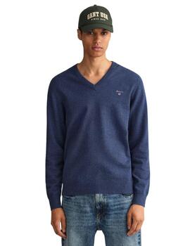 Gant  Jersey Classic Cotton V-Neck Dark Jeansblue