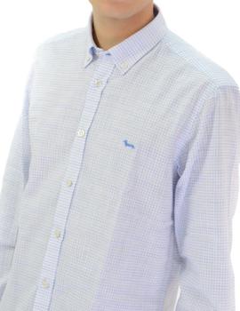 Camisa Harmont - Blaine Topos Blanca y Azul Hombre