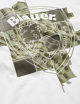 Blauer Camiseta T-Shirt Manica Corta Bianco Ottico