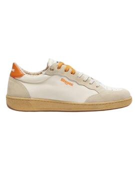 Blauer Calzado Man Cotton/Suede Sneaker White/Oran