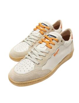 Blauer Calzado Man Cotton/Suede Sneaker White/Oran