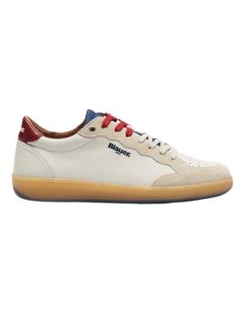 Blauer Calzado Man Leather Sneaker White/Red/Navy