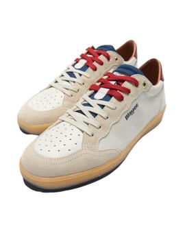 Blauer Calzado Man Leather Sneaker White/Red/Navy