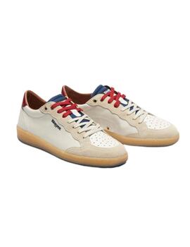 Blauer Calzado Man Leather Sneaker White/Red/Navy