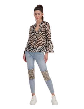Monari Blouse Tigerdruck Schwarz Pattern