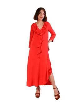 VESTIDO MIDI VOLANTES LISO ROSSO 63247