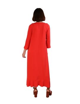 VESTIDO MIDI VOLANTES LISO ROSSO 63247