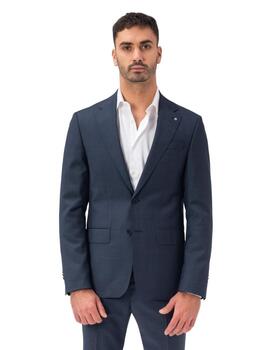 Etiem Traje Slim Fit,Solapa Ancha,2B-Falso Liso Az