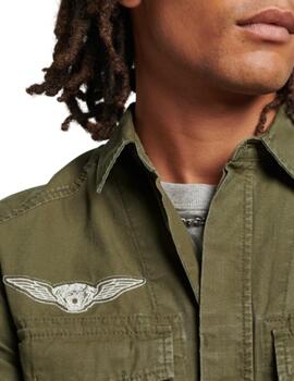 Superdry Vintage Patche Military Shirt Dark Khaki