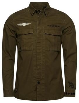 Superdry Vintage Patche Military Shirt Dark Khaki