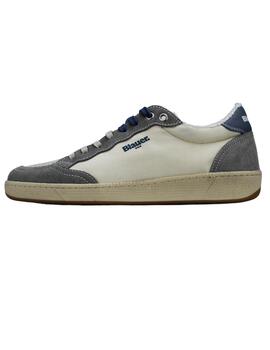 Blauer Calzado Man Cotton/Suede Sneaker White/Avio