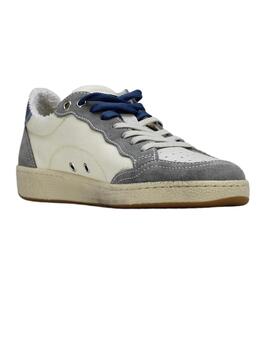 Blauer Calzado Man Cotton/Suede Sneaker White/Avio