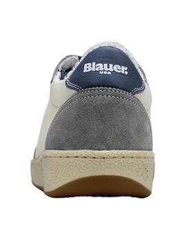 Blauer Calzado Man Cotton/Suede Sneaker White/Avio