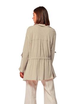 Oky Sobrecamisa Frunes-Punto Lino Rustico  Beige