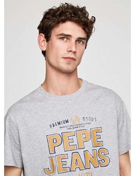 Camiseta Pepe Jeans Logo Nicholas Gris Para Hombre