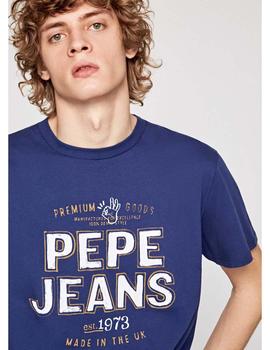 Camiseta Pepe Jeans  Logo Nicholas Azul Para Hombre
