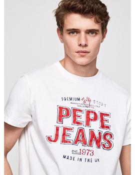 Camiseta Pepe Jeans Logo Nicholas Blanca Para Hombre