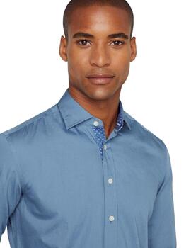 Hackett Camisa Tencel Multi Trim Blue