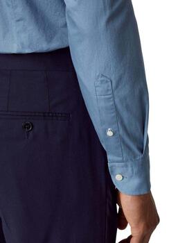 Hackett Camisa Tencel Multi Trim Blue