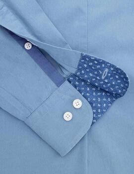 Hackett Camisa Tencel Multi Trim Blue