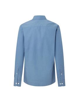 Hackett Camisa Tencel Multi Trim Blue