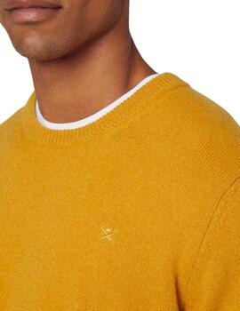 Hackett Punto Lambswool Crew Mustard Brown